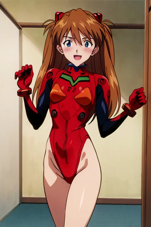 score_9, score_8_up, score_7_up, score_6_up, score_5_up, score_4_up, (source_anime), 1girl, neon genesis evangellion,( asuka langley soryu, small breasts, big Thighs, puffy nipples), far, full body, Revealing the breasts, Masturbation, pussy, Squeezing nipple,