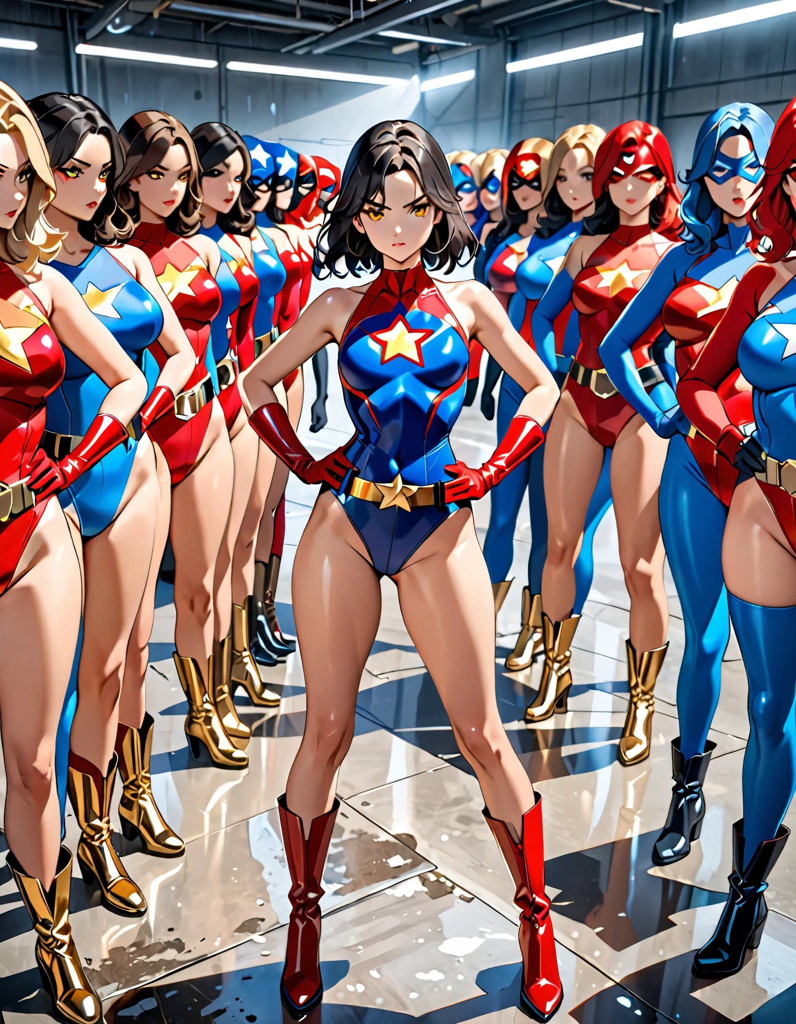 Groups of superheroes showing their tits