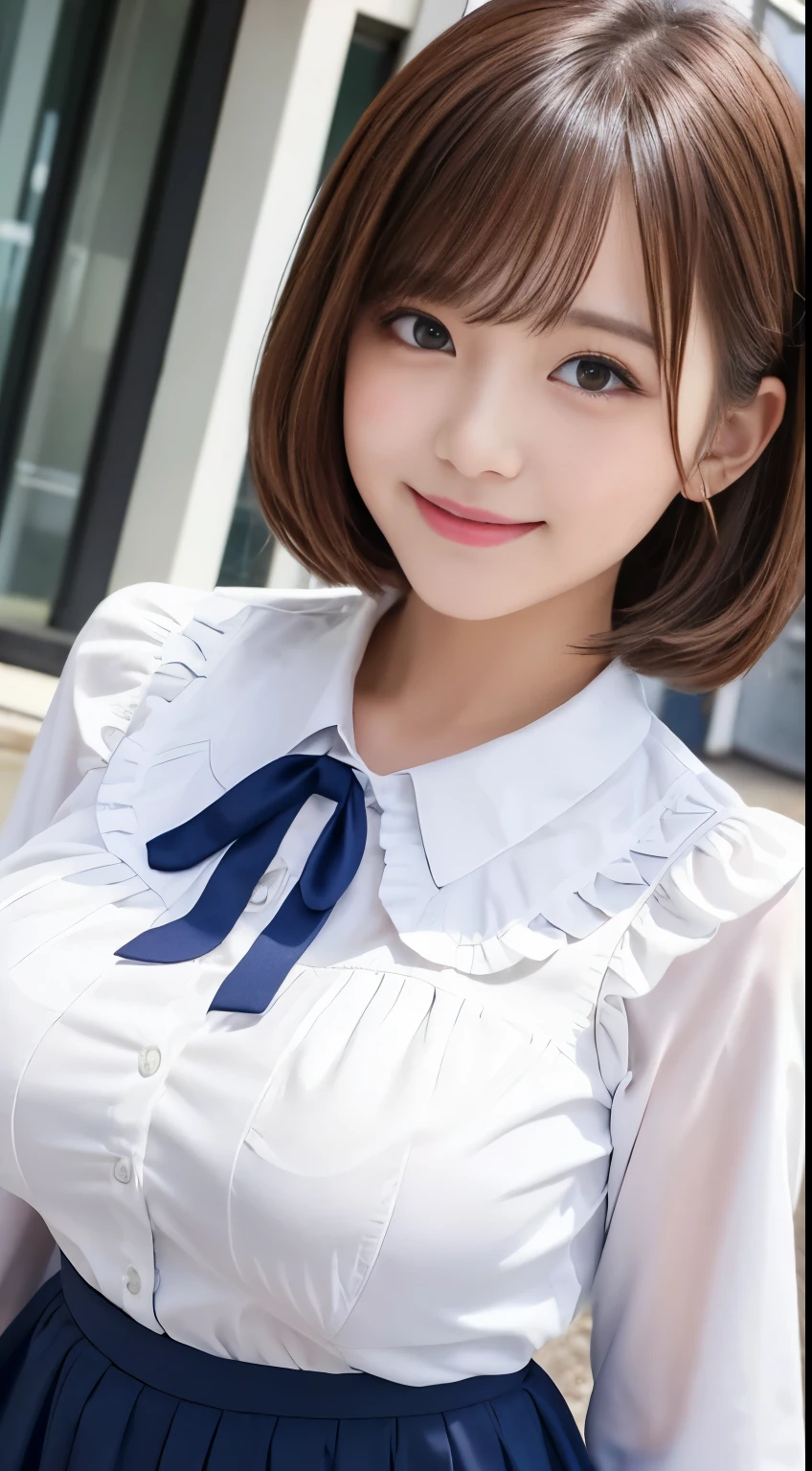 (highest quality、Tabletop、8k、Best image quality、Award-winning works)、(((1boy,stealthaction,stealth_fingering,hetero))), (Red eyeshadow:1.2)、Perfect Makeup、Long eyelashes、Ultra-high definition sparkling eyes、Ultra HD Hair、超High resolutionolution glossy lips、超High resolutionのPerfect Teeth、Ultra HD cute face、Brown Hair、(Very short straight hair:1.1)、Look at me and smile、[clavicle]、Accurate anatomy、With bangs、超High resolutionの輝く肌、The most detailed face、超High resolutionの詳細な顔、超High resolutionolution hair、Fashion model, 25 years old, [[[[chest]]]], [[[[head]]], [shoulder]]]]], Perfect Eyes, Perfect Iris, Perfect Lips, Perfect Teeth, Perfect Skin, Soft Front Light, shine, High resolution, (Soft colors: 1.2), highest quality, masterpiece, 超High resolution, (photoRealistic:1.37), RAW Photos, One girl, Long Hair, Beautiful Eyes, Beautiful Face, Detailed eyes and face,  Dynamic Lighting, In the Dark, Tabletop, highest quality, Realistic, Very detailed, finely, High resolution, 8k wallpaper, 1. Beautiful Women, Light brown messy hair, Realistic, High resolution, Only one girl , Wavy black hair, Brown eyes,  whole body, Big Breasts, chestの谷間, Pose Random, 8k, Very detailed, High resolution, To the camera,  (Very Realistic, High resolution), ( Very fine grain, Very fine hair, Very detailedな顔, Very detailedなふっくらとした唇), (school uniform), chest,  Loving smile,  (highest quality: 1. 4), RAW Photos, (Realistic, PhotoRealistic: 1.37), Browsing Caution,highest quality, Best image quality, RAW Photos, Realistic, Photorealistic, Very detailed and beautiful, Best details, One Girl, good looking, Beautiful white skin and glow, Beautiful Eyesは大きくて明るい, Small mouth and thin lips,JP ,22 years old,face,looking at viewer,cowboy shot,