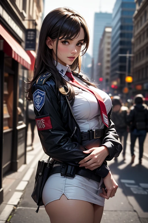 Fille agent de securité sexy devans la fnac