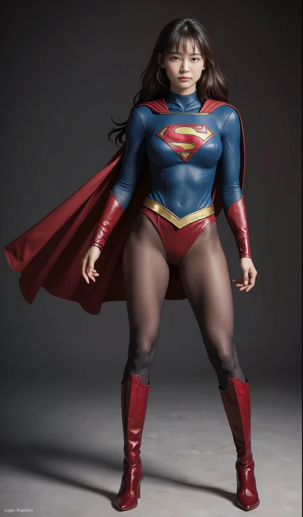 background 、((( Depicting beautiful legs in black tights .)))、((( Legally express the beauty of your smile )))、(((( make the most of your own original image )))、((( Rolling backwards in a supergirl costume )))、(((ボディにフィットした Rolling backwards in a supergirl costume )))、(((Beautiful Hair)))、(((A smile and a wink )))、(((Please wear black tights....、Wear red boots)))、(( top quality、8k))、(( top quality、8k、 Masterpiece :1.3))、(((Save the background )))、 Strong concentration:1.2、 beautiful woman with a perfect figure in a traditional Japanese room sitting on tatami mat :1.4、 slim abs :1.2、 wet body:1.5、 High resolution face and skin texture 、8k