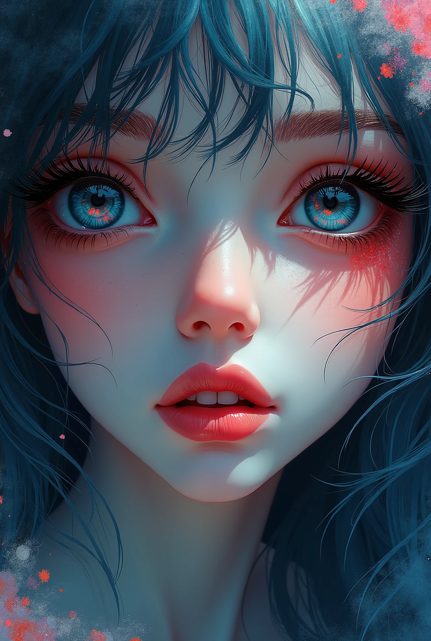 A woman's eyes are confused, sweaty and sexy