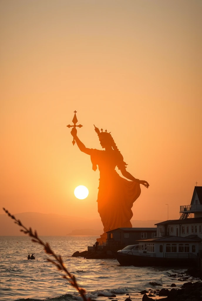 High Quality ,8k ultra high definition,美丽的Doubleexposure,Combining the silhouette of the goddess with the sunset coast,Sunset coast should be used as the bottom background,Details are integrated into the silhouette of the goddess,Clear lines,The background is monochrome,Focus sharp,Doubleexposure,Created by yukisakura,Gorgeous full color