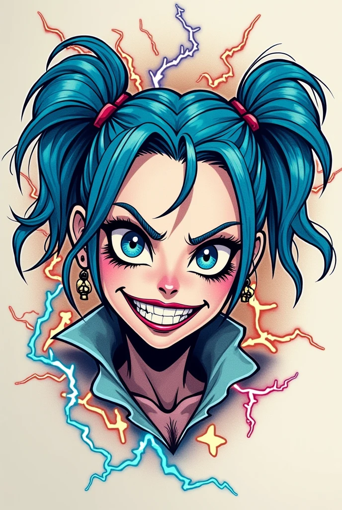 Create me the Jinx de Arcane tattoo in drawing 
