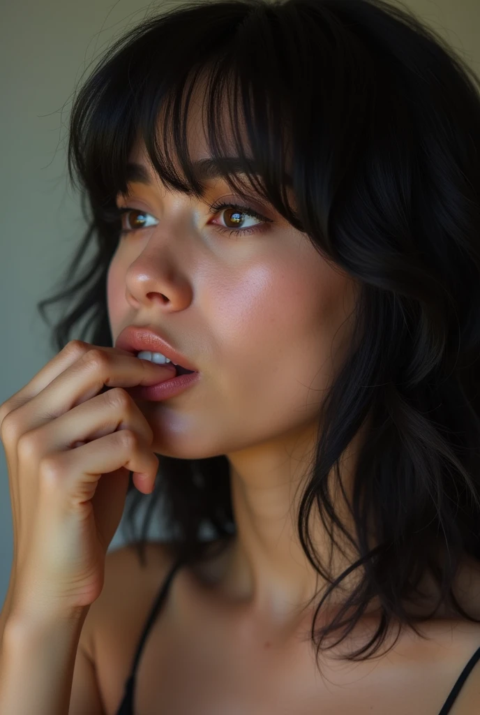 Beautiful two-dimensional girl , naked, sucking penis