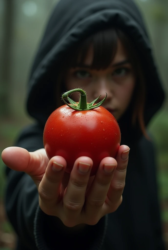 there is a woman with a tomato mask on her head, tomato monster, tomato, tom hanks tomato face, forest gump tomato body, also tomato, blushd, photographyalexey gurylev, made of food, blush, Red cheeks, David's Church, Inspired by Martin Schoeller, The picture on the right shows half of a happy face, Strange illustration wearing a tomato green top