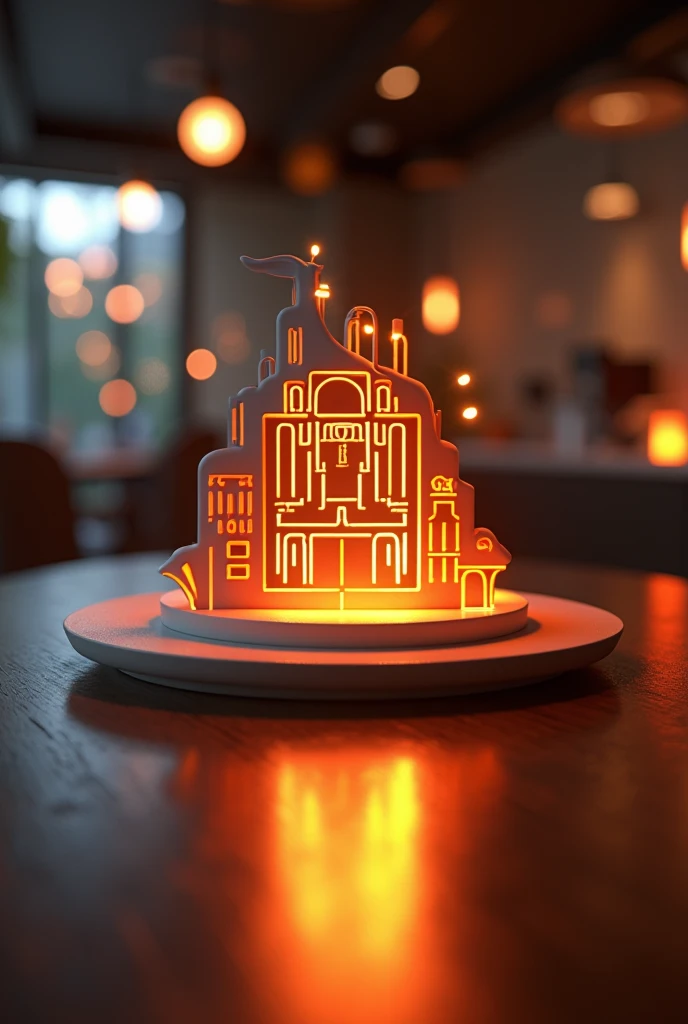 Restaurant 3D Logo with lighting 