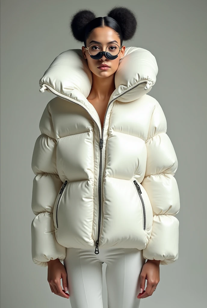 wearing a white puffer jacket