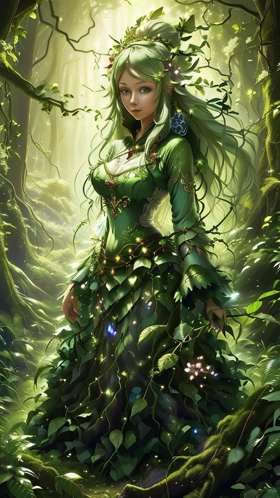  Picture of a woman in a forest with trees, Forest Goddess, Goddess of Nature, Goddess of Nature, Queen of Nature ,  the fairy queen of the summer forest , beautiful elegant Dryad, forest Dryad, Dryad in the forest, Queen of the Forest,  Fascinated by Nature's Spirits , Dryad,  Detailed Fantasy Art , Mother of Nature ,  Earth Goddess Mythology 