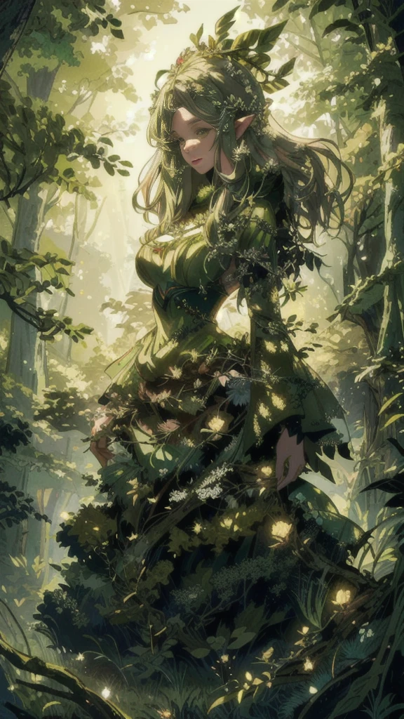  Picture of a woman in a forest with trees, Forest Goddess, Goddess of Nature, Goddess of Nature, Queen of Nature ,  the fairy queen of the summer forest , beautiful elegant Dryad, forest Dryad, Dryad in the forest, Queen of the Forest,  Fascinated by Nature's Spirits , Dryad,  Detailed Fantasy Art , Mother of Nature ,  Earth Goddess Mythology 