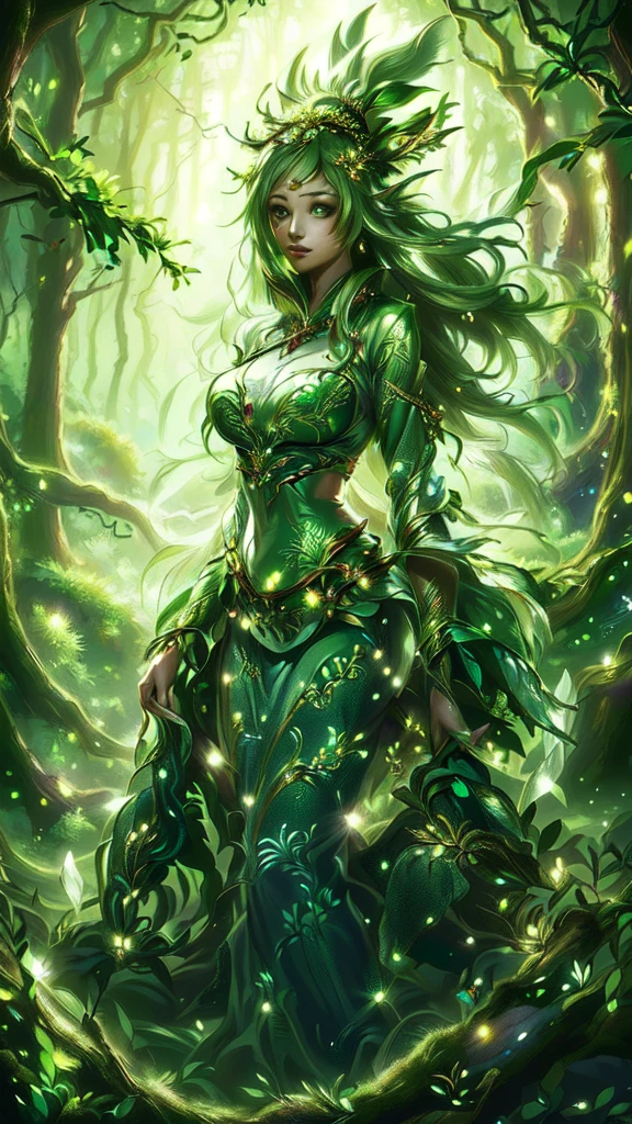  Picture of a woman in a forest with trees, Forest Goddess, Goddess of Nature, Goddess of Nature, Queen of Nature ,  the fairy queen of the summer forest , beautiful elegant Dryad, forest Dryad, Dryad in the forest, Queen of the Forest,  Fascinated by Nature's Spirits , Dryad,  Detailed Fantasy Art , Mother of Nature ,  Earth Goddess Mythology 