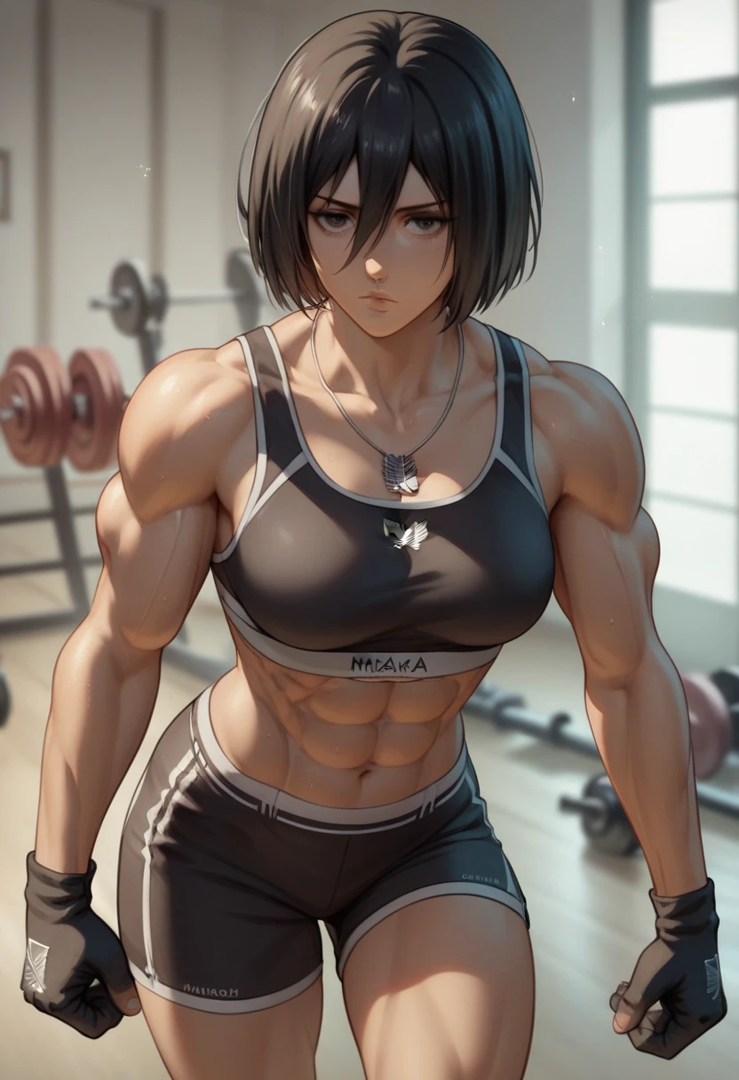 ((Best quality)), ((masterpiece)), ((highly intricate details)),beautiful, high quality, highres, absurdres, light difussion, intricate details, complex details, ((anime)), (anime:1.2) , (perfect face:1.3), extreme detailed eyes, colorful, highest detailed, vibrant colors, high contrast, (8K UHD:1.2), (photorealistic:1.2),(masterpiece:1.4), (best quality:1.4), . ((masterpiece:1.4, best quality:1.2)), 1girl, (masterpiece), (best quality), (ultra detailed), 1girl, slim, black sports clothing, Intricate clothing, gym background, large breasts, blurry background, solo focus ,((, muscular, abs, muscular , sixpack, crazy muscle,busty)),((body builder:1.68)),full body,bob hair, not cropped, dynamic pose, girl pose, flexing muscle,closed up,((short hair),clean body, beautiful body, beautiful skin, clean skin
