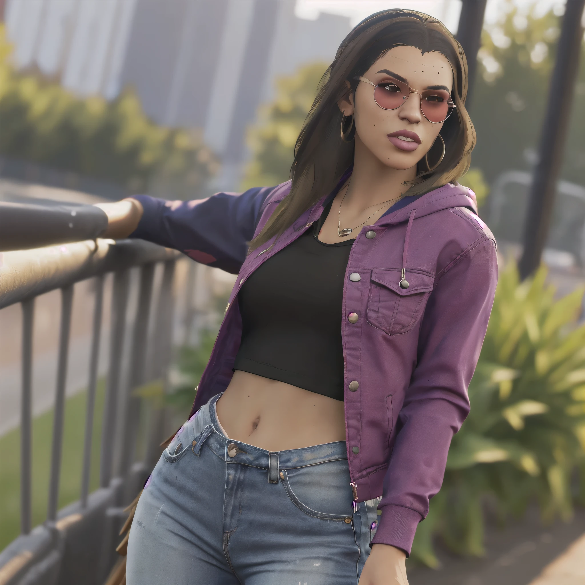 (very & blured background, bokeh) (night LUCIA From GTA 6: Clothing: Casual Urban Style: Lucia we mightar wear clothing a modern, urban aesthetic, assuch fitted jeans or cargo pantsed pair with stylish tops. Layered Looks: She could be funnel in layered outfits, including jackets or hoodies that add to to her street-outsmart. Footwear: Sneakers or combat boots can be part of her wardrobe, emphasizing a practical yethereable look. Accessories: Items like caps, sunglasses, or distinctive jewelry may be used to enhance her character and style. Facial Features: Hair: Likely to a unique hairstyle, long and wavy styled in a trendy cut out of . Makeup: Her makeup be minimal or bold, is her character's personality with an expressionive. Expressions: Expect a strict of facial expressions conveyable that confidence, or attitude, expressher her role in the game's narrative. Speculated Characteristics of Lucia in GTA 6: Appearance: Hair: Likely have a distinct hairstyle, long ord a unique way. Clothing: She may wear modern, urban outfits reflect that modern fashion trends, with a mix of casual and edgy styles. Accessories: Could include items like jewelry, hats, or bags add to to her character design. Personality Traits: Might is a rich backstory influence that her personality, most part of crime or a tumultuous past. Attitude: Expected to exhibit as wirits such as confidence, and a little a rebellious strikeeak. Role in the Game: May serve as a playable character or a key NPC, involved in a storyline that explores topics of crime, loyalty, and survival. Setting: The environment can be a diverse landscape and urban setting typical of the GTA series, including vibrant urbanscapes or gritty neighborhoodhoodhoods. rain & blured background, bokeh