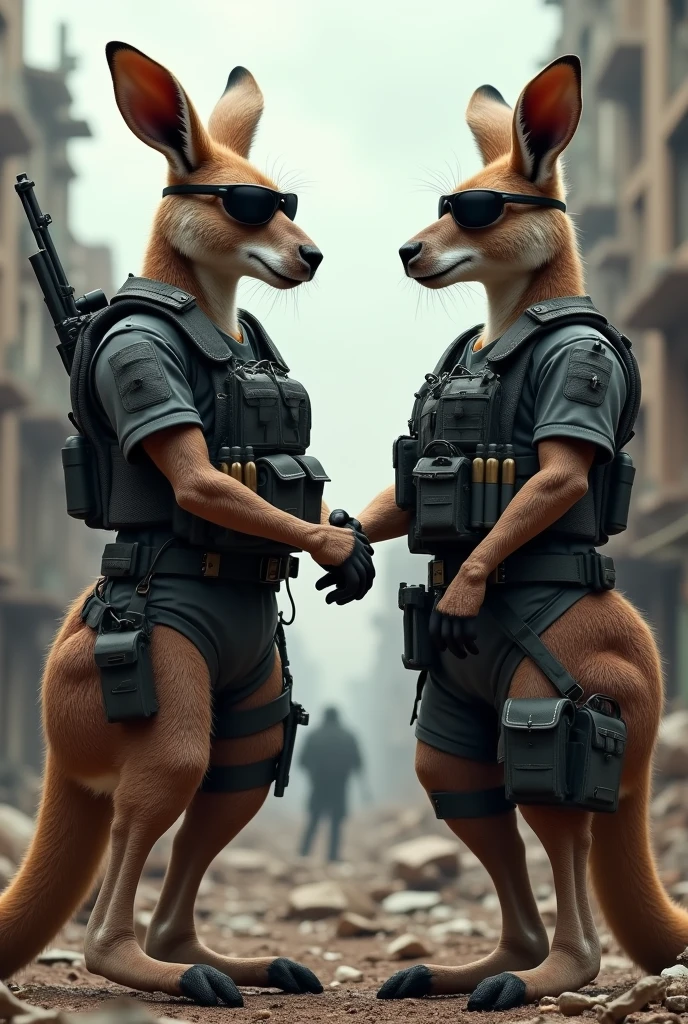 Duas mulheres sexy, peito grande, tactical corps, athletic sunglasses, military scarf and cap on a furry NSFW military jeep