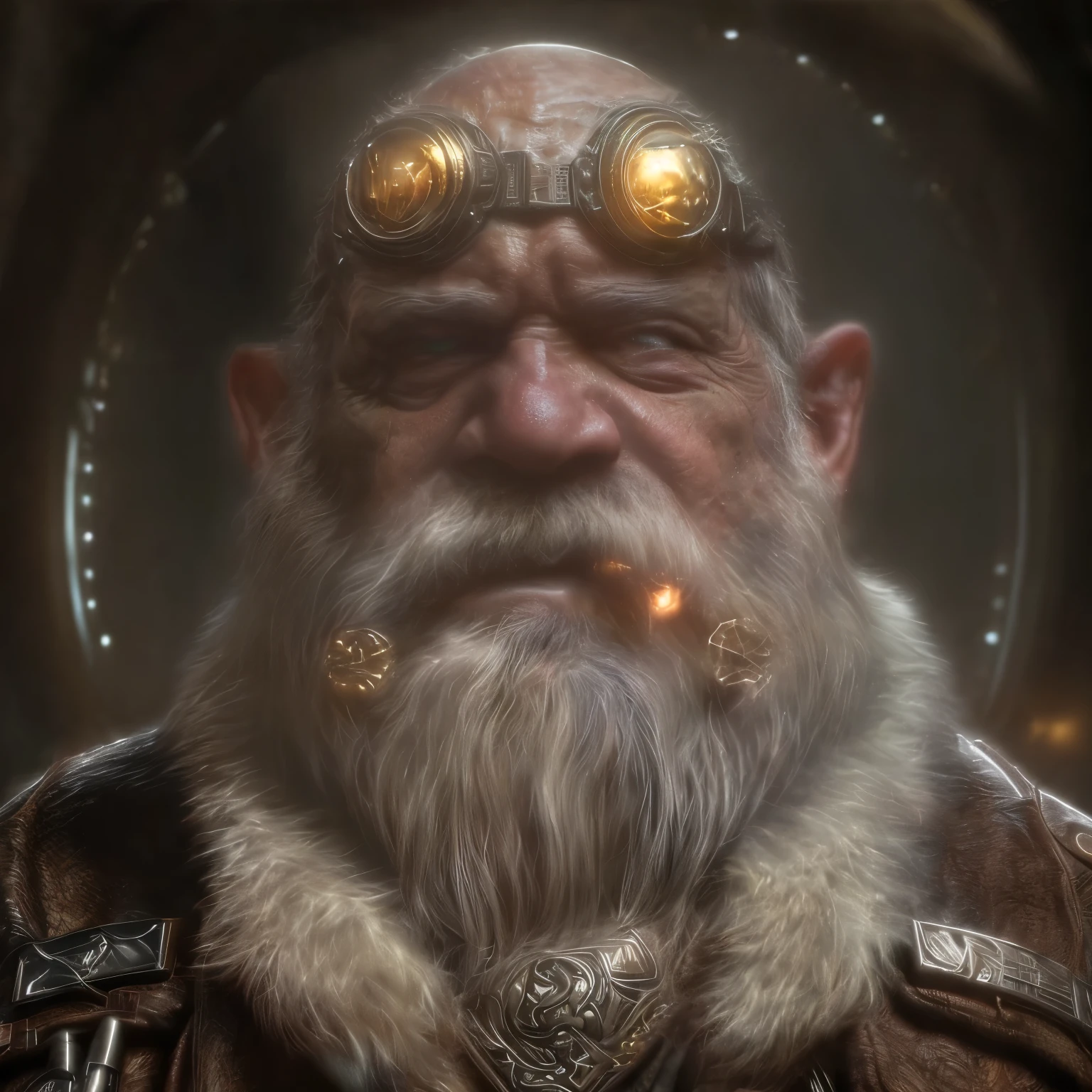 (masterpiece)+, (extremely (realistic)+,a portrait of an ugly elderly male dwarf engineer, Proud stare. Looking in camera. volumetrics dtx, Photorealistic, ultra detailed, Artstation trending, very very detailed, realistic shaded lighting, dynamic shadows, detailed Crypt background, upper body, professional photograph of a detailed skin, sharp focus, dramatic, award winning, cinematic lighting, octane render, unreal engine, volumetrics dtx, Photorealistic, ultra detailed, Artstation trending, very very detailed, hyperrealistic, fine details, realistic shaded lighting, dynamic shadows, Crypt background, add_detail:1, skin pores and wrinkles, details.,More Reasonable Details