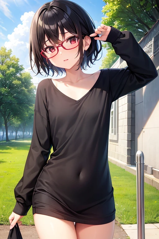 (masterpiece, Highest quality, It captures a very cute moment, Depth of written boundary, Super detailed, Ultra-high resolution, C4D, Octadale, 3D Modeling,Realistic human photos、 8K, 16K, One Girl,, Small breasts,Black Hair,short hair,Straight Hair,Light brown eyes,White headband,Wearing black glasses,Cute face), Bloomers, Black tank top, translucent, zettai ryouiki, Wet clothes,Classroom Nights,Moonlight, Good elevator, Take off、Real-life skin、Not an anime