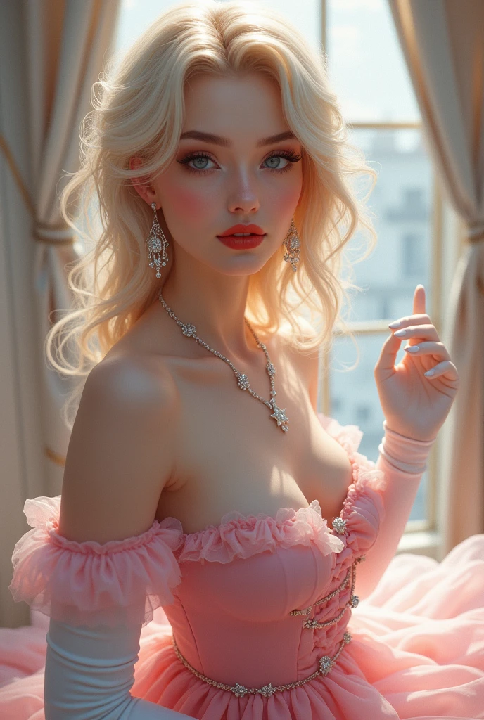 (Masterpiece - Ultra-Detailed, High Resolution) Prepare to be enchanted by a true masterpiece that combines ultra-detailed art with high-resolution rendering. This work shows a mesmerizing woman, with short, light blonde hair, 1950s style, Marilyn Monroe (1.3) and captivating dark brown eyes (1.2), New York illustration style, wearing red lipstick, emanating an aura of elegance and mystery. Wearing classic 1950s clothing. sexy. Intricate details and realistic textures invite you to explore every aspect of this enchanting composition. Transparent white dress. reading, writing, walking, backwards, lying down, standing, dynamic poses, mouth closed. Different posture. Very sexy, with chin resting on shoulder. Get ready to dive into a world where beauty and craftsmanship merge perfectly.