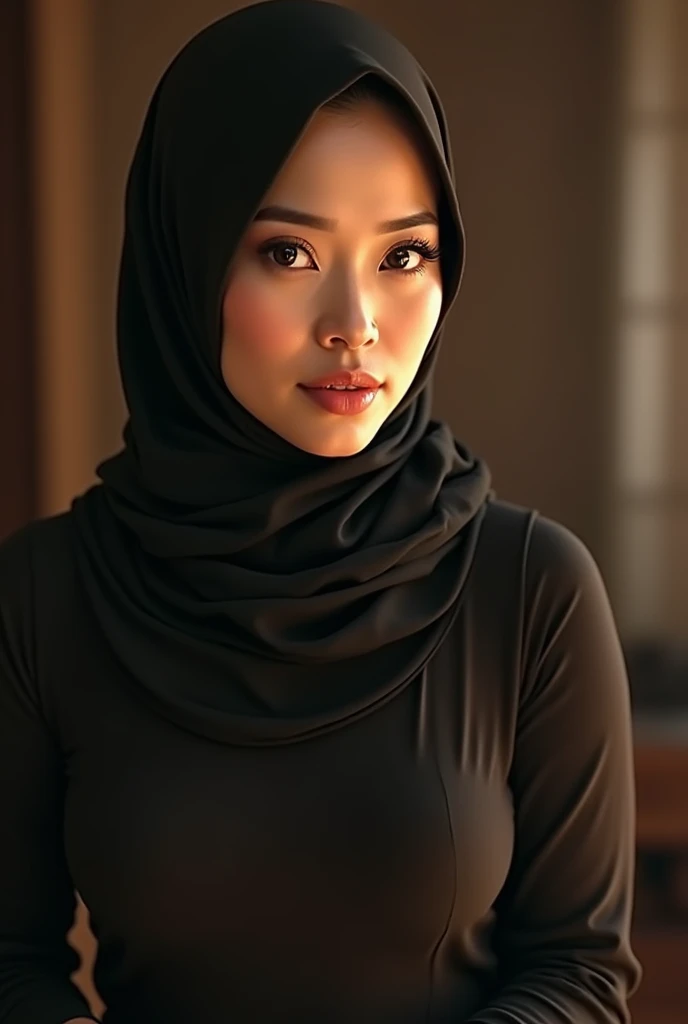 raw, best quality, high resolution, Masterpiece: 1.3), Beautiful Malaysian woman in hijab (I:0.8),looking at the audience,Portrait photography of a beautiful Malaysian girl in a hijab., big breast,Beautiful hairy pussy,Detailed eyes, standing on stage naked, Diffuse light, depth of field