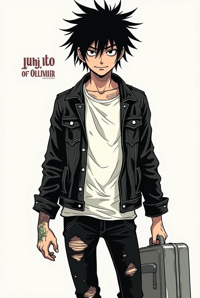 (best quality) (detail), 1 guy, manly, Illustration, smoking, punk, stress, flat illustration style.