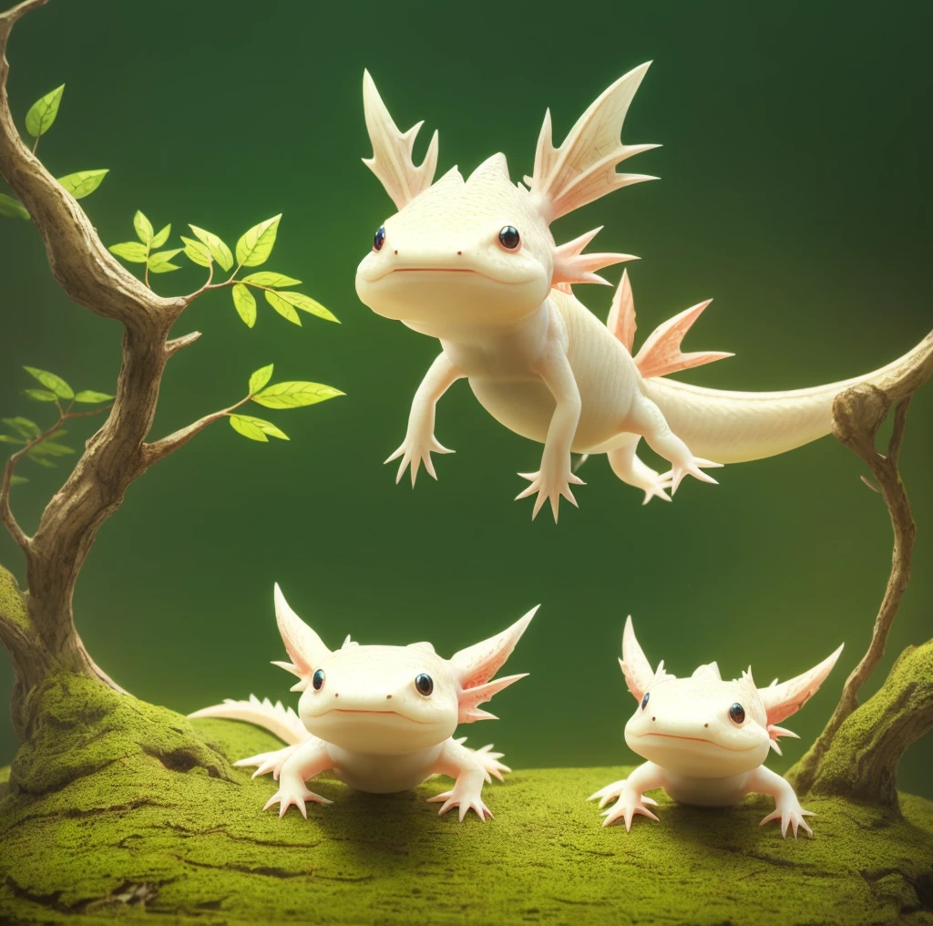 There is a small axolotl dragon , Cute little dragon, Cute numbers, Lovely and detailed digital art, Cute glowing creatures,  Cute numbers art, adorable animal, shrike, Cute little animals, Fantasy Creatures, Cute 3d rendering, Cute forest creatures, Lovely artwork, Lovely characters, Lovely detailed artwork, Newly hatched dragon, adorable animals