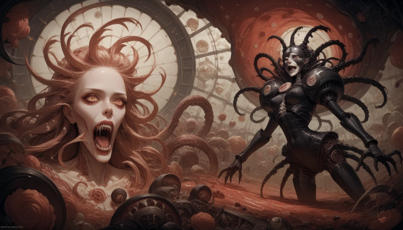 ((masterpiece, highest quality, Highest image quality, High resolution, photorealistic, Raw photo, 8K)), (people taking pictures of a giant creature with their cell phones), Giant female creature, big breasts, big butt, huge tentacles, lovecraftian background, lovecraftian atmosphere, giant cthulhu, huge creature, gigantic cthulhu, giant ethereal creature, eldritch being, lovecraftian monster, giant tentacles, an ominous fantasy illustration, looming creature with a long, nyarlathotep, lovecraftian landscape,