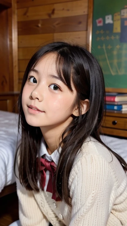 Beautiful Japanese Girl、Bedroom、Ecstasy face、School Uniform、Cute junior ...