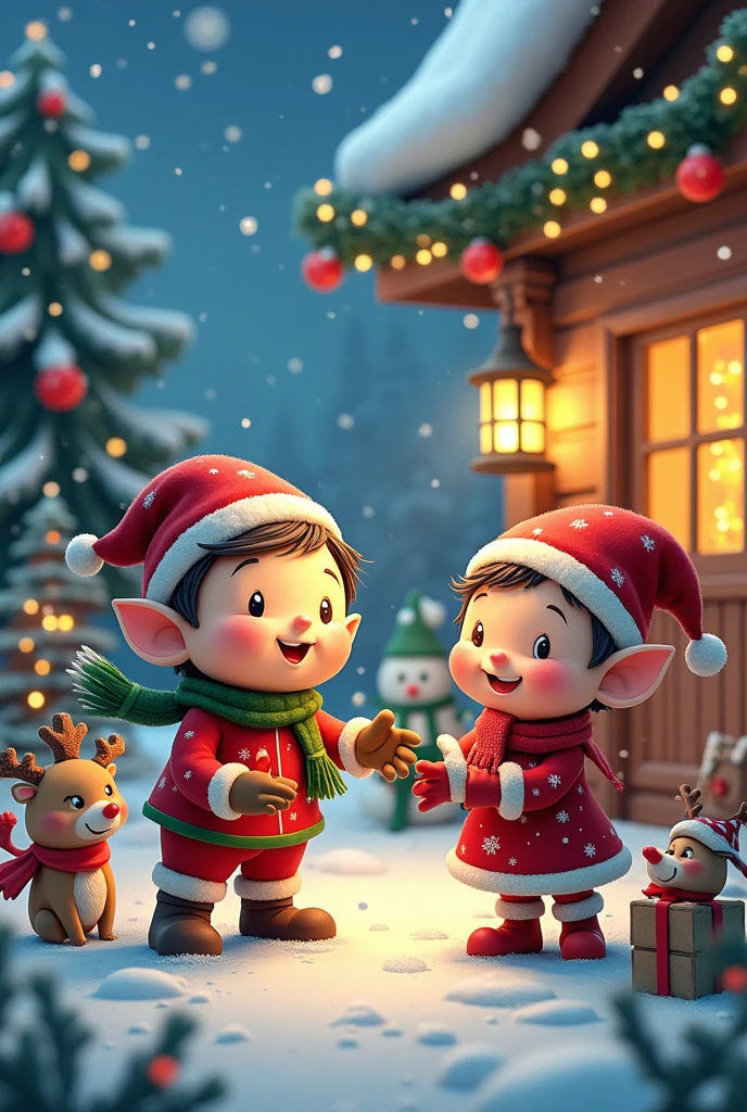 Collection with 4 drawings about Christmas, with chocolates and lots of love
