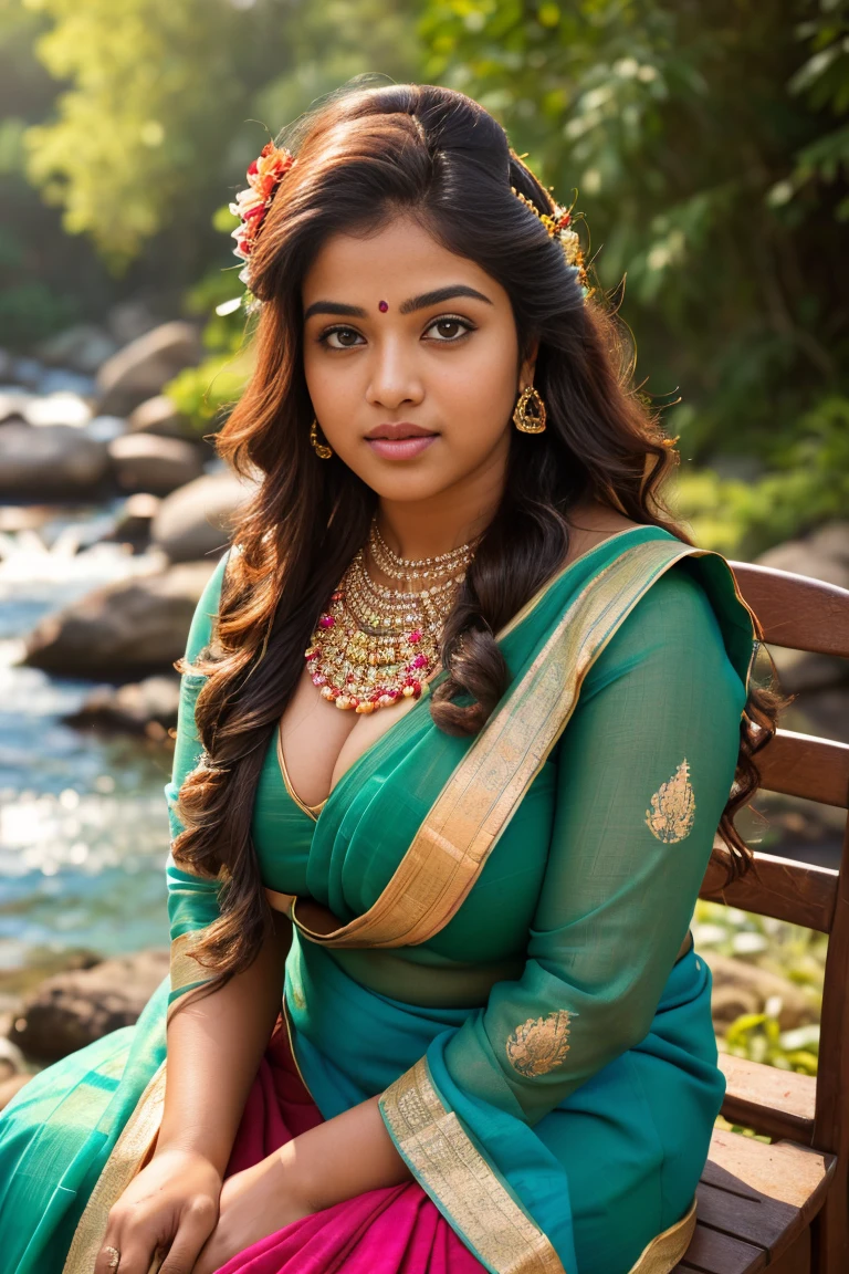 Outdoor image of 18 Years((30DD  round breast))  ((young Tamil girl wearing saree))((dark skin))(fat body)n school school photo in school masterpiece, (photorealistic:1.20), best quality, beautiful lighting, Eleanor Latino girls  , beautiful eyes extremely( hair Bun, loosen hair ,free hair)long extreme curly hair Lifts wearing Indian flowers ethnic elegance ((wearing sarees)). Flowers on hair (Persian prince extreme close up photo of curvy Latina indian, , seducing on mountains, French braid hair, necklace, sultry, winking at viewer annoyingly, red green teal pink,  (cinematic:1.3), intricate details, (Art Station:1.2),Tamil pretty girl, ultra realistic skin (bridal hair)HD wallpaper 32k cinematic shoot of a Beautiful cute girl, with thick thighs  (((closeup view)))((chubby cheeks))(((upturned_eyes)))((wide set eyebrows))(((oval face)))((erotic poses for magazine,))))intricate outfit, hindu aesthetic,Beautiful, Hot and sexy Indian woman, gigantic breasts, cleavage, wore stylish and design hot and sexy tight teacher, college, looking straight at viewer, wearing elegant red full sleeve top and long skirt, college classroom, sitting on chair, professionalism, teen age, detailed face, detailed body, symmetric face, cute face, dynamic pose, perfect anatomy, photorealistic, curvy body, braid hair, 8k, ultra realistic, waterfall background, ambient occlusion((focus on face))((Bokeh effect))