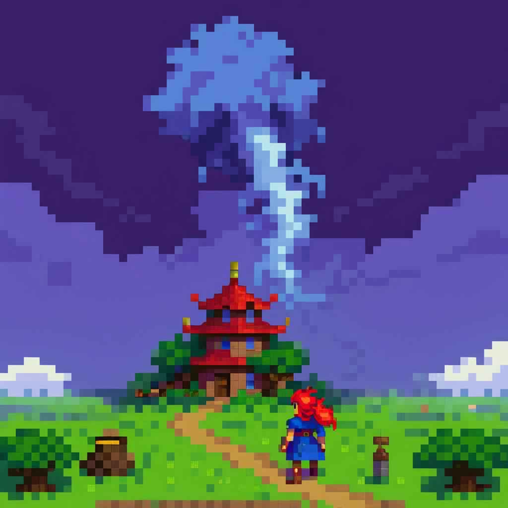 Tornado Storm, 8-bit retro game, JRPG, Dragon Quest,  Pixel art ,