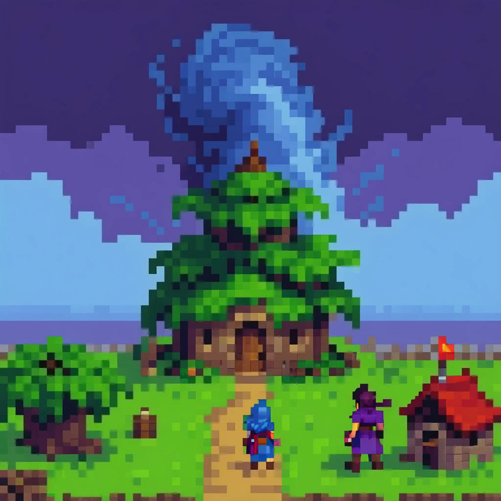 Tornado Storm, 8-bit retro game, JRPG, Dragon Quest,  Pixel art ,