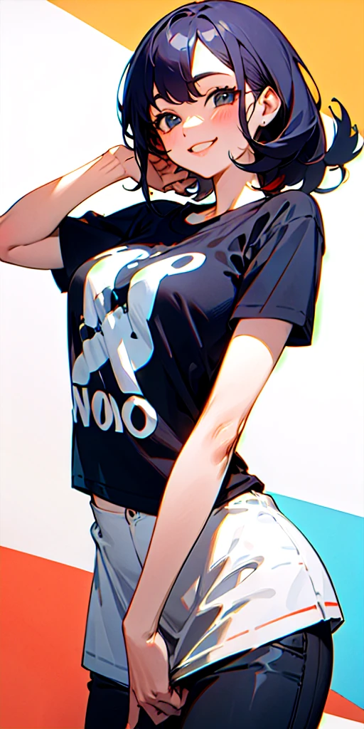 paper bag on head, casual clothes woman, micro shorts, female body, thick body, dinamic pose, curve body. detailed pose, body, simple background, expressive face, focus on face, line art, sketch