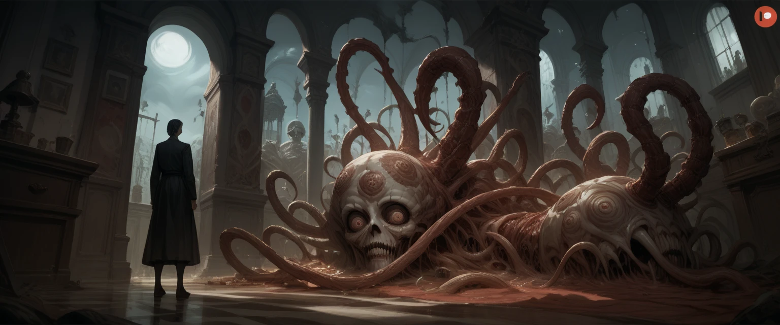 wetlands,woman in mud,outstretched_arm,(close-up:1.2),pov,smile,body horror,tentacles,(skeleton0.5),ChocolateWetStyle