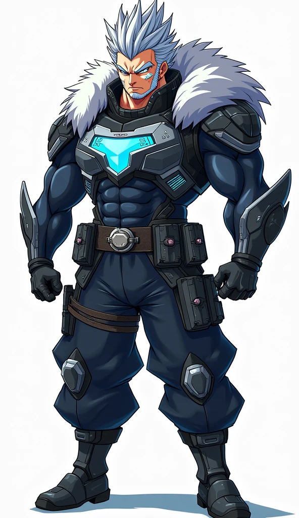 werecreature，Blue hair，Golden pupils，，musculature特别发达，musculature，Strong body，The pectoral muscles are well developed，Protruding abs，Wearing a white tight fitness jumpsuit，Wear a coat，upper legs，white football socks，with a determined look in his eyes，in  the gym，Morning，and the sun was shining brightly，Correct hand portrayal，highest  quality，4K Ultra Clear