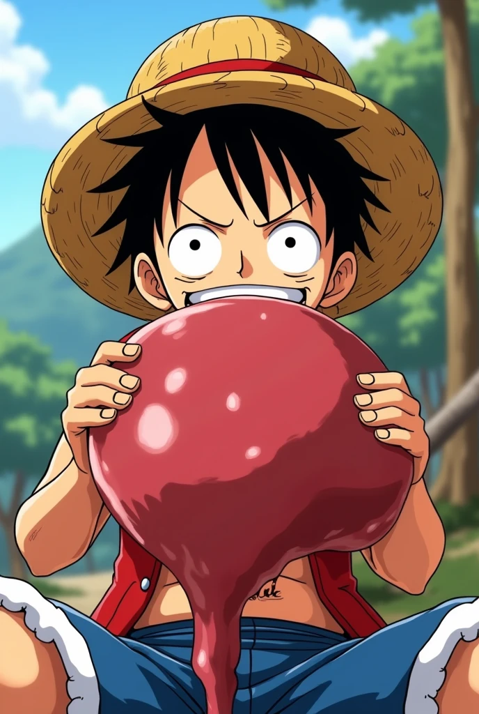 Luffy naked showing his penis and cumming 