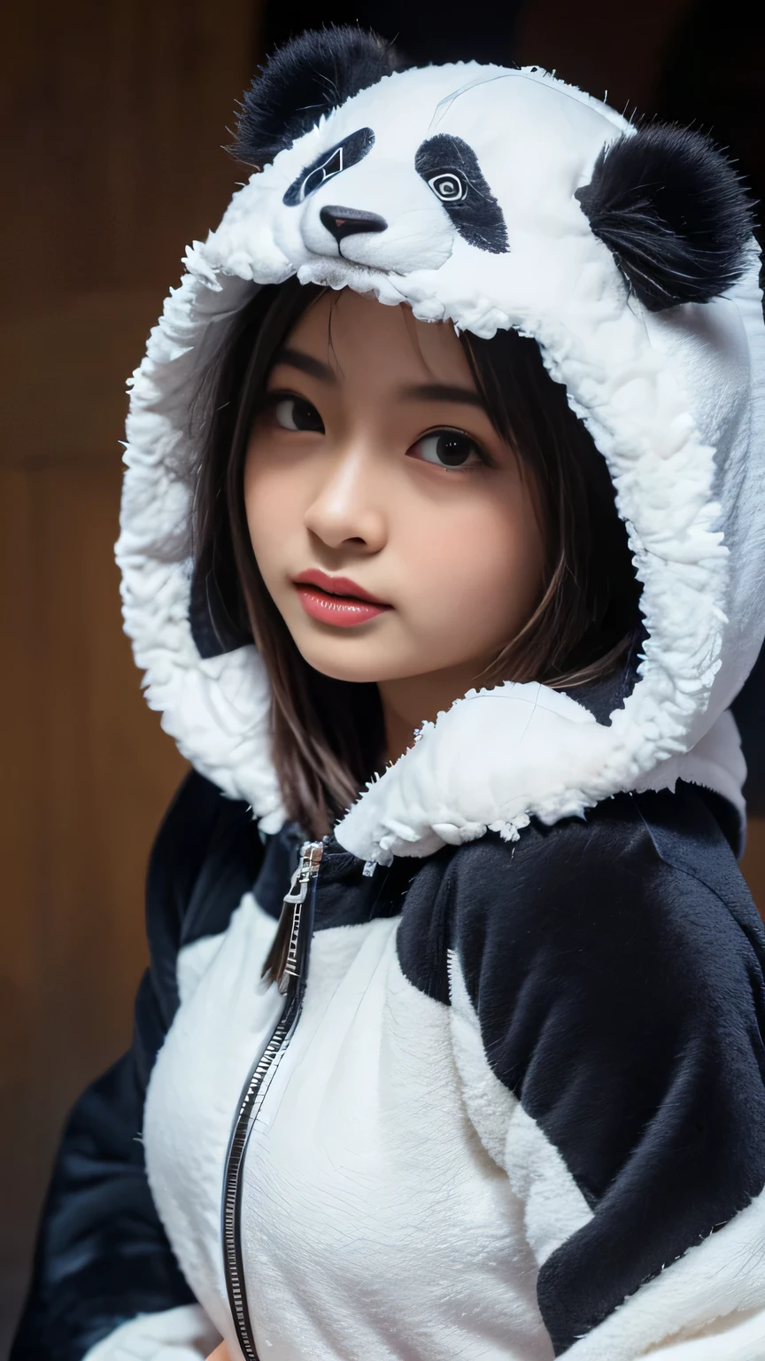 Hurriedly put on a fluffy bushy bear costume, Flurry Bushy Huge Bear Gloves, Bear Pad, flurry bushy huge bear shoes, White background, Full body, claw pose, Roar