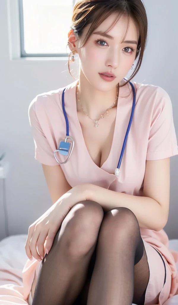 ( beautiful woman:1.2)(15 denier pantyhose:1.2)
  , masterpiece,  textured skin,       Ultra High Definition,        top quality, 
8k、4K、 Necklaces   、 bracelet on nipple、 earrings
beautiful skin      、      Beautiful breasts、       soft lighting      、
    ((  beautiful legs)(nurse’s uniform:1.2)(hospital)
(I am examining)