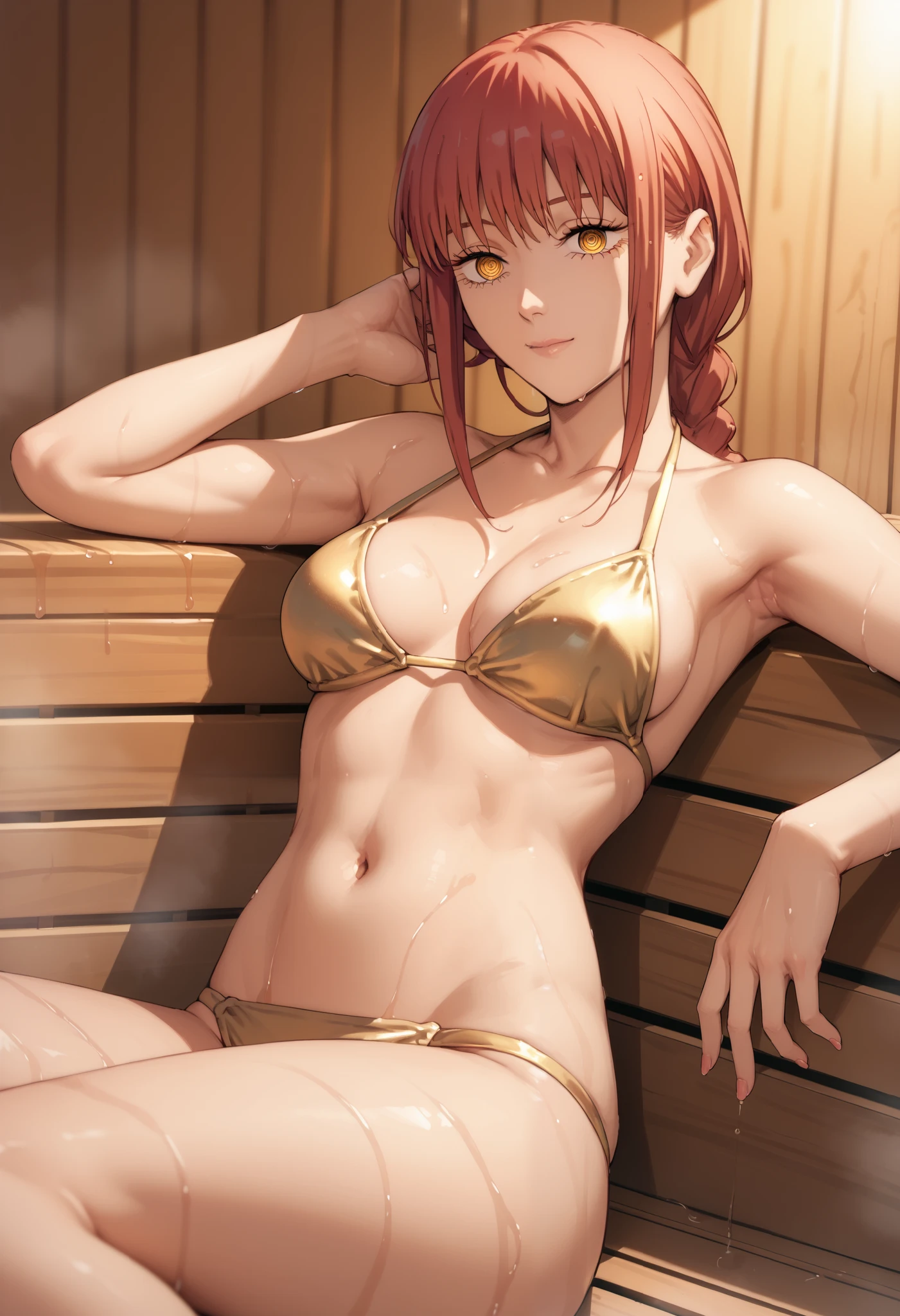 (Master masterpiece、The ultra -The high-definition、extremely fine and beautiful、Ultra-high power of 8 kilometers:2)、(Girl getting wet:1.4)、(Clarity Metallic Orange Bikini:2)、(Transparent skin:1.6)、(Long side tail hair:1.8)、(Beautiful eyes:1.8)、、(Nominal body type)、(Glamorous:1.4)、(musculature:1.4)、(Thin thighs:1.6)、(Thin leg:1.6)、(A smile)、perfectly proportions,Correct anatomy、Good anatomy、(Moon and Milky Way:1.4)、(Dynamic Angle:1.6)、(Dynamic Pose)、(Sit by the pool at night:1.4)、