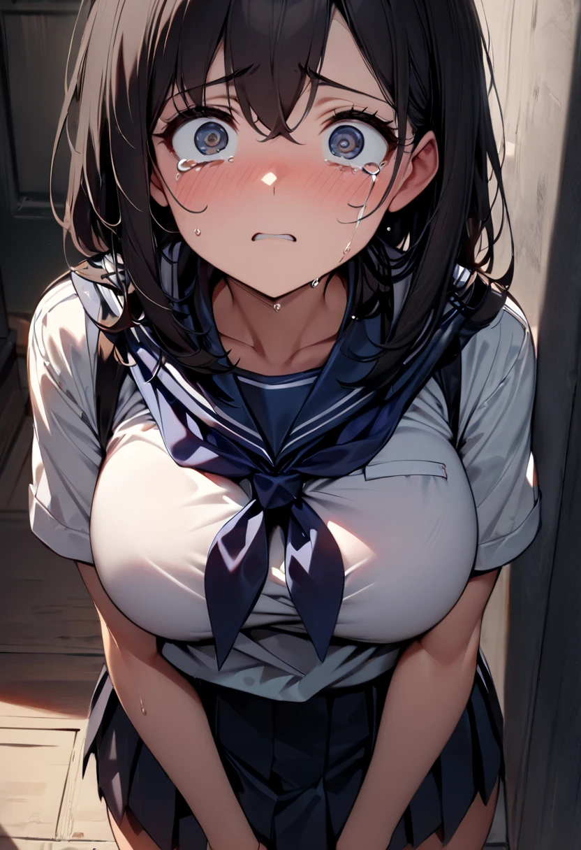 (Very small girl rides guy perfectly:1.5)、(Straddling Girl:1.3)、(Big Breasts:2)、(eyes half closed:1.3)、(Crying:1.4)、(tears:1.3)、(The body shakes violently)、8K resolution、 ((Highest quality))、Anatomically correct、(High School Uniform:1.9)、((Hasselblad Photos))、[:(Detailed face:1.2):0.2]、(heavy rain:1.5)、(Sweaty:1.6)、(Squat:1.4)、(Intense sex:1.9)、(hollow:1.6)、(Dripping a lot of semen from the vagina:1.6)、(Groping the chest:1.6)、(Several middle-aged men:1.6)、(Spread your arms wide:1.4)、(Front view:1.6)、(Braiding hair:1.5)、(Loss of strength from the body:1.3)、(Breast milk production:1.6)、(呻吟)、(Leaning forward:1.6)