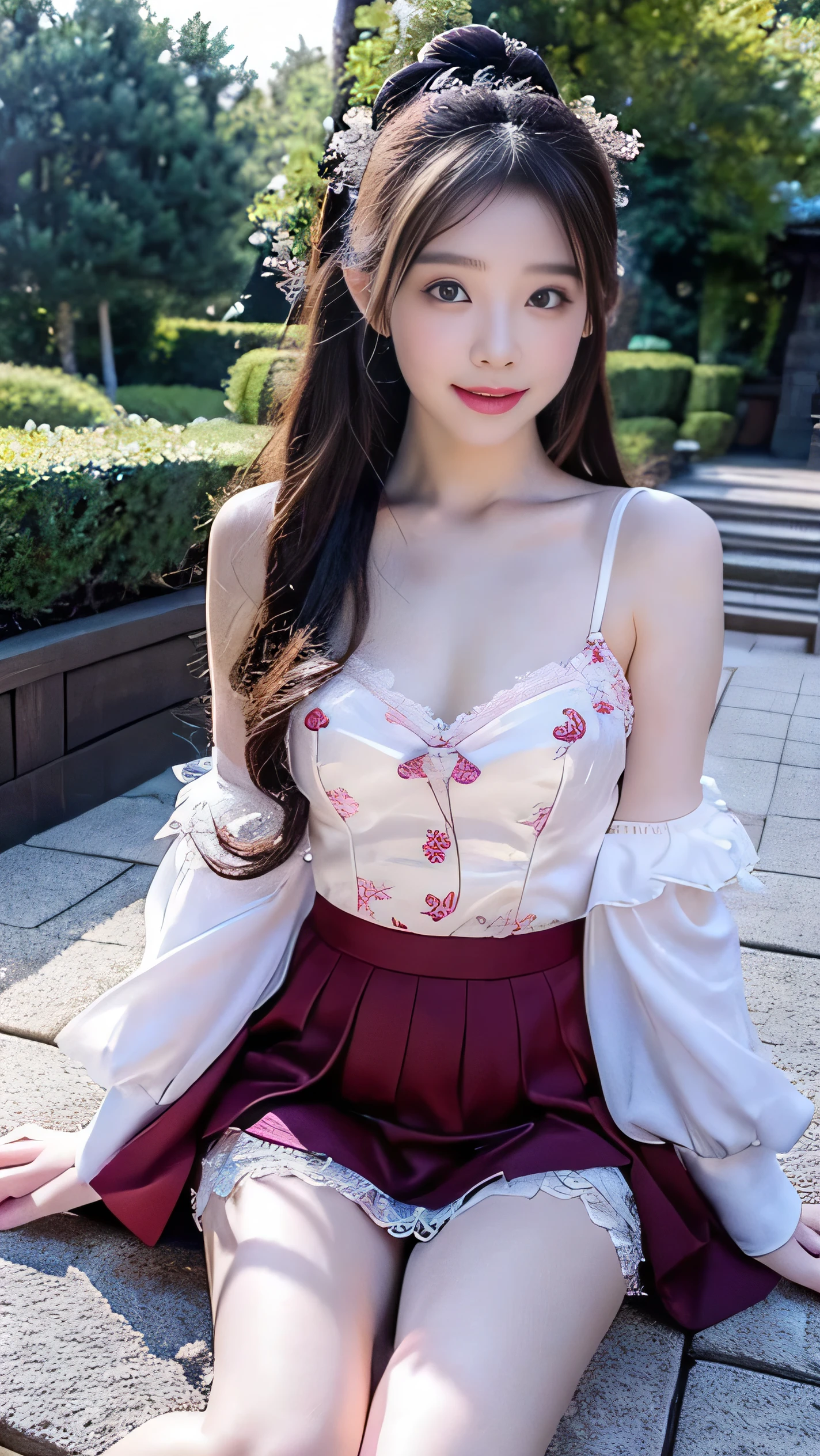 incredibly absurd, beautiful and cute 20-year-old Korean girl with a photorealistic face, showcasing top-quality craftsmanship. Her slender frame adorned with short, messy hair. The artwork high-resolution, allowing for ultra-detailed features to be captured flawlessly. The girl is wearing Christmas Costume. The focus lies on the realistic pupils, showcasing depth and emotion. ((breasts out)) cute smile.