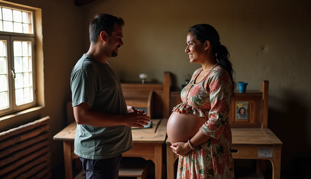 A married couple, the wife is one month pregnant