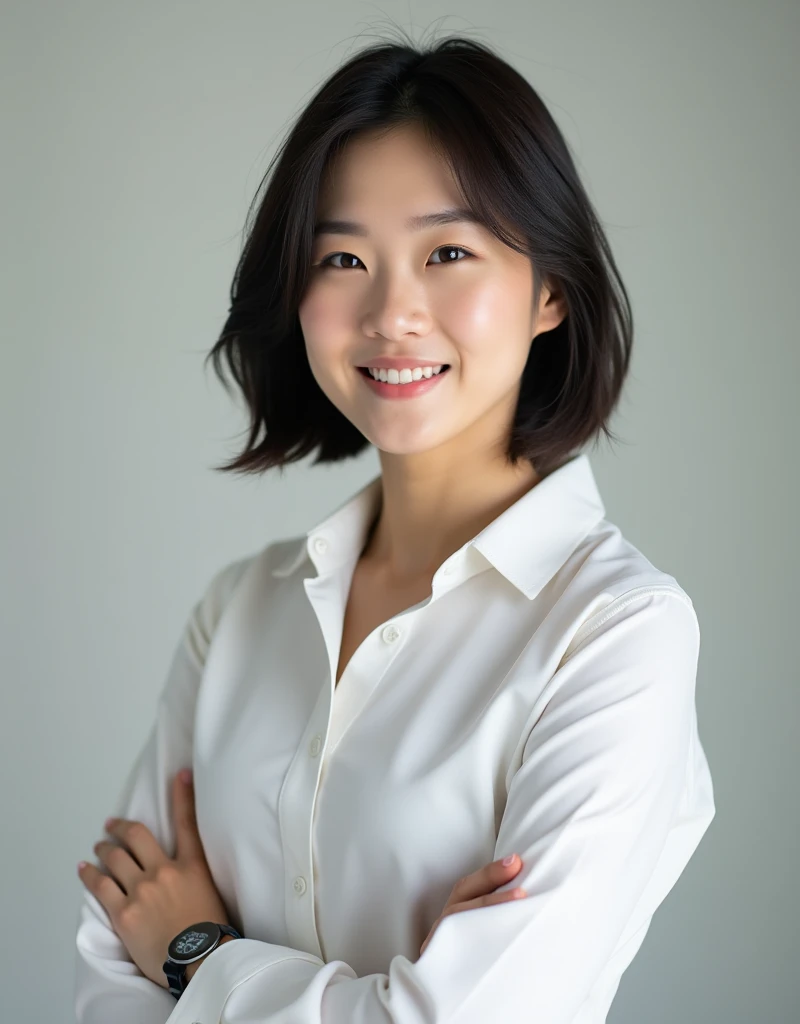 <lora:xelor_TwiceJihyo_2.5:0.8>, twjihyo, jihyoo, ((masterpiece, best quality)), intricate details, high quality, (photorealistic), (rich:1.4), ultra realistic 8k cg, picture-perfect face, flawless, clean, masterpiece, professional artwork, famous artwork, cinematic lighting, cinematic bloom, perfect face, beautiful face, beautiful eyes, 1girl, jihyo from twice, short dark hair, jihyo, kpop idol, smiling