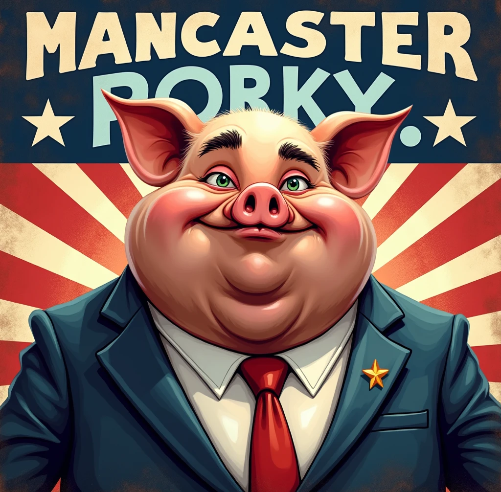 Movie poster page. Pig fish starrying Ewan McGrego. Sign says "Pig Fish",<lora:EMS-251729-EMS:1.000000>,<lora:EMS-78382-EMS:0.800000>