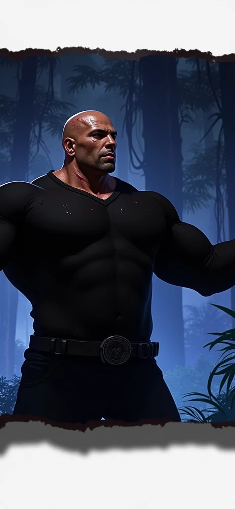 cinematic film still of  <lora:Mortal Kombat style v2:0.9>
In Mortal Kombat style Jax, bionic arms, Major Jackson Briggs, cybernetically enhanced arms, Mustache, brown skin, dark skin, black, short hair, a man with a big muscular body and a purple shirt, solo, smile, simple background, white background, belt, sketch, muscular, topless male, bald, pants, grin, manly, purple pants, flexing, facial hair, teeth, muscular male, standing
, shallow depth of field, vignette, highly detailed, high budget, bokeh, cinemascope, moody, epic, gorgeous, film grain, grainy