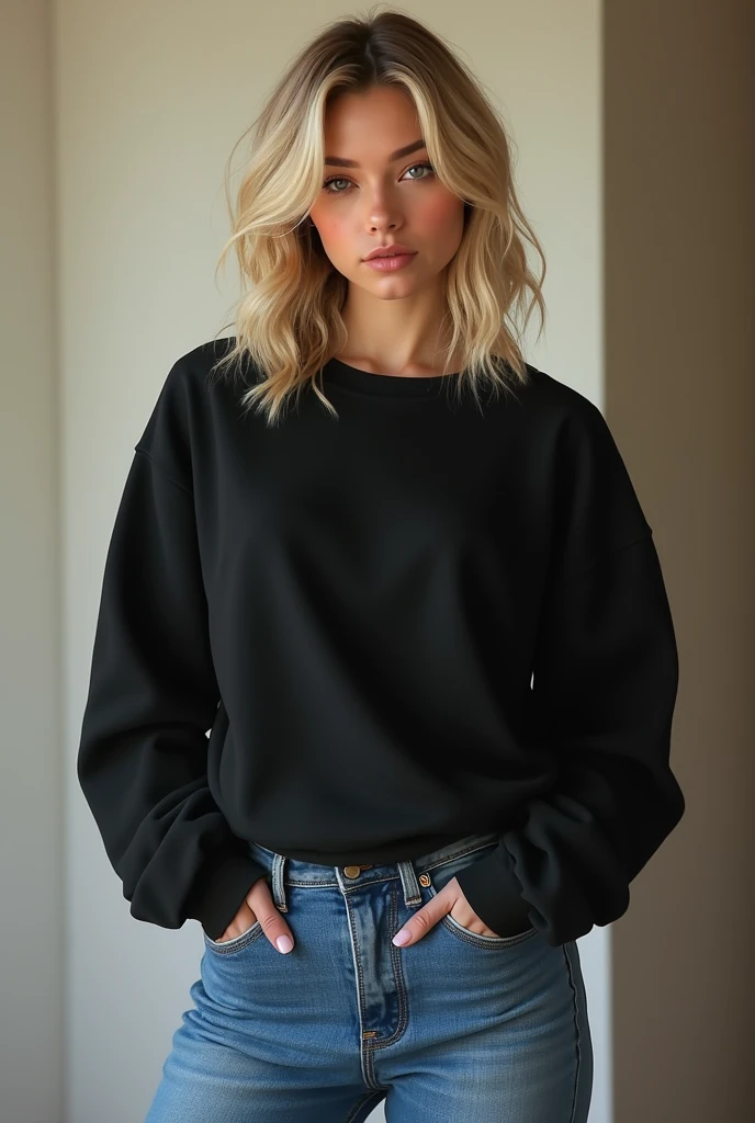Mulher linda de camisa preta e bermuda curta cinza posando para foto, shorts curtos, tampo preto, camisa preta, black sweater, manga comprida, vestindo uma camisa preta, wearing a black sweater, camiseta preta, roupas pretas casuais, Loose - blusas justas, roupas pretas, vestindo camiseta preta, roupas pretas, roupa preta, manga larga cropped, vestindo uma camiseta preta