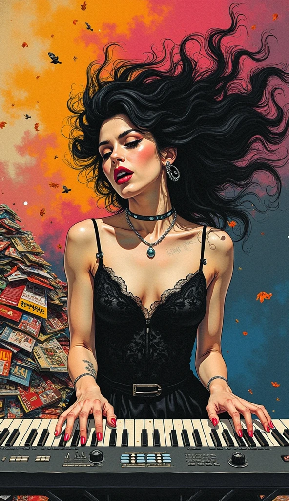 quadratic element，The black silk beauty is picking out her favorite high heels