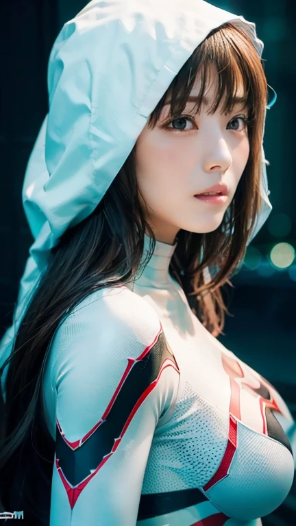 (masterpiece, 8k resolution,  super realistic,     A few people enjoy each other while drawing details  ), (  Superhero Theme in a White Costume ,  1 Woman , Japanese actress with 大きい breasts ,   Spider Gwen（Spider-Gwen    Spider-Man    costume,    superheroine ), [((23 years old), (   long brown hair  :1.2), whole body, (   blue eyes:1.2), (   Spider-Man   &#39;   dynamic pose   ) ((insufficient々New urban environment):0.8)| (cityscape, At night,    Dynamic Light   ), (full moon))], Round breasts sticking out of her big body   ,   tight waist and abs  , Big round butt  ,   upright,   Cat whose streaks can also be seen from the top of the costume  ,   beautiful balanced body line  ,   wearing a costume that extends up to her neck  ,    ultra-thin costume in the shape of a nipple  , , and pussy, コスチュームの胸には  Spider-Man  と同じのマークがある,  She's on the roof of Times Square in New York ,  looking at the camera and smiling , smile, 彼女のwhole bodyを照らす太陽の自然光, 水平アングルでwhole bodyが写るのポートレート,   anatomically accurate  , 