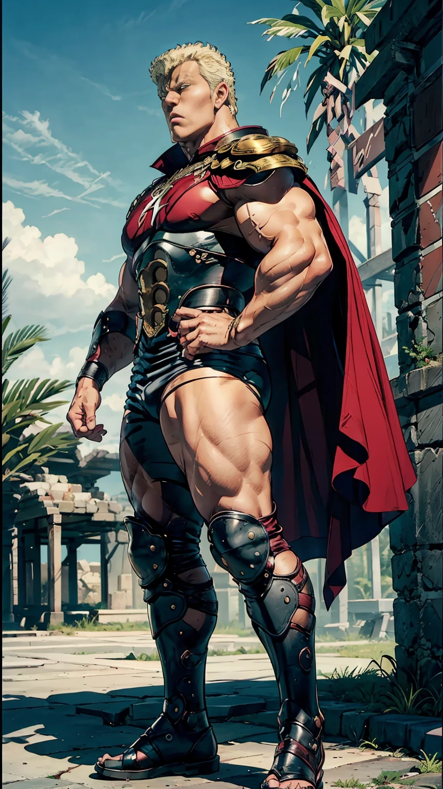(muscular cute beautiful young boy), huge strong biceps volume, huge firm breasts volume, enormous tits volume, strong tonned exposed abs, muscular strong legs, bodybuilder muscles bursting in strength, exposed abs skin, city destruction fire background, tight superhero leather blue underwear and cape, wavy hair