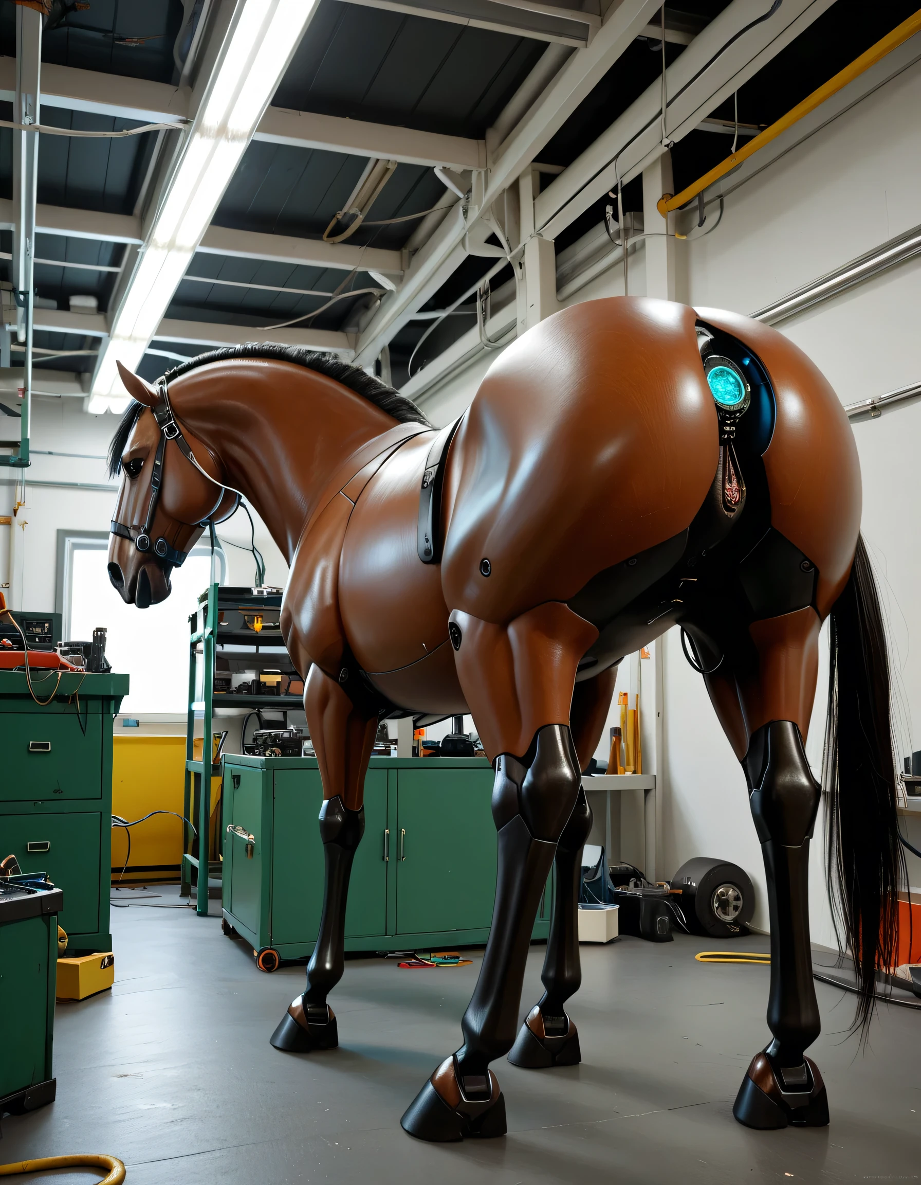 A female centaur,She is famous in the multiverse,She is both a female centaur, half human, half horse, half horse,It is also a heroic move,Her image fuses the head, neck and shoulders parts into a beautiful female human upper body, a female centaur, half human, half horse, half human,and female centaurs for female bodyization,This chimerization is based on powerful futuristic technology。The ultra-wide-angle lens captures the beautiful and ethereal image of her light wings on the ionosphere and making jumps。Her front half is a tall, sexy body with obvious feminine characteristics,Has K cup teardrop-shaped giant tit chest,The half-horse of the hind body is embedded in the front half of the body, the back and hip position,The half-horse torso form of the back half of the body is completely female and humanized,A sexy bent dog-style shaped ribcage is embedded from the upper end of the sternum transversely,Then there are the waist and abdomen hips of sexy beauties,The half-horse part of the fully feminized back half of the body,Mechanize the anti-joints and feet in the shape of the hind leg horse's knee and personify these parts,Make the legs graceful and slender,She has four slender legs like a supermodel,Under the legs are the feet of humans wearing skyscraper heels,Use Midjourney's advanced stroke tools and color palettes, as well as texture packs, model packs, and texture tools,Concentration,All of her with equine physiology organs are feminized,And give the part an ergonomic appearance,Treat the details of the back body, chest, abdominal cavity and hips and legs,Tighten the thoracic and abdominal contours of the back half of the body,Add anthropomorphic mechanical elements to non-ergonomic parts,Give her a sexy human look of harmony and unity,Enhance the sense of future technology。Plated her mechanical wings with a glow unique to space,The halo crown on her head casts a neon light casting a rainbow,Let her be majestic,Use Midjourney's advanced stroke and texture too