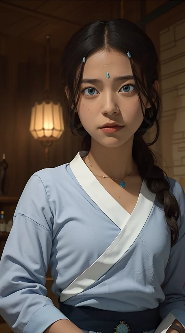 katara, realism, masterpiece, textured skin, super detail, high detail, high quality, best quality, 1080p, 16k, upper body, pussy, 