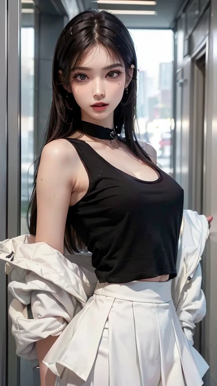 8k, Surreal, masterpiece, 最好of品质, super detailed, high resolution, random background, 1 girl, (:1.5), Yao Liu, wide hips, knees, night , of,  ear nipple ring，white underwear，露出crotch，crotch